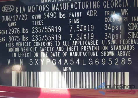 2020 Kia Sorento 3.3L S from USA, damaged, VIN 5XYPG4A54LG695285